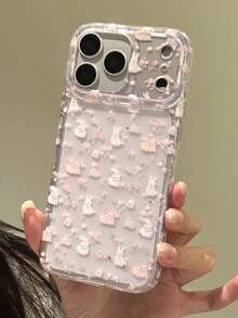 Funda de teléfono de conejo rosa, compatible con iPhone 17 Pro Max, 17 Pro, 17 Air, 17, 15, 16 Pro Max, 14 Pro, 13, 12, 11, cubierta trasera suave, regalo para niñas - Conejo rosa - Ver 6