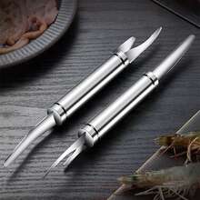 3PCS 5 In 1 Multifunctional Shrimp Line Fish Maw Knife Stainless Steel Line Knife - Silver - View 2