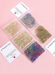 100pcs/Box Heart-Shaped Water Drop Metal Clips, Creative Office Desktop Paper Storage Metal Clips, Stylish Study Supplies, Valentine's Day Card Decorations - Sets - View 3