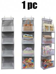 1个6层门后悬挂式收纳袋，化妆品收纳袋，壁挂式，大容量网状透明口袋悬挂式收纳袋，适用于厨房、婴儿房、浴室、衣柜、卧室、宿舍、婴儿尿布、儿童玩具（6层多色） - 多色-六格 - 查看 14