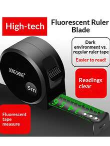 夜光卷尺 - 5米、7.5米和10米，高可见度自锁伸缩卷尺，适用于缝纫、DIY工艺品制作等，测量工具 - 螢光加厚加硬鋼捲尺 - 查看 1