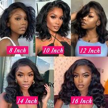 Uveous 250% Density 42inch Body Wave Bob 13x4 HD Lace Front Human Hair Short Bob Wigs Brazilian Pre Plucked Remy Closure Wigs For Women Natural Black - Natural Black - 查看 5