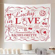 Lucky In Love Bachelorette Tapestry, Las Vegas Bachelorette Party Decor, Casino Theme Bach Party Banner, Bride To Be Hens Party Decor - 彩色 - 查看 6
