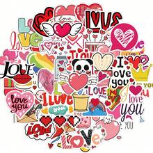 50 Valentine's Day Stickers, Pink Hearts, Suitcases, Motorcycle Suitcases, Laptop Stickers Are Available - Multicolor - View 1