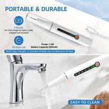 1 Set USB Rechargeable Electric Toothbrush With LED Light And Wall Mount Bathroom Storage Holder, 5 Modes And 4 Brush Heads, 500mAh Rechargeable Battery, Ideal Oral Care Device For Removing Stains, Tartar And Plaque, Bathroom Accessory, Also A Perfect Valentine's Day Gift! - White - View 8