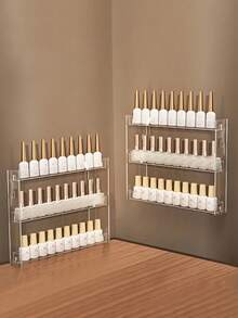 1件/3层亚克力壁挂式化妆品收纳架，无需钻孔 - 透明的 - 查看 7