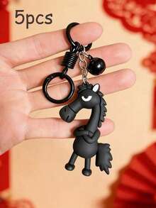 Weicher Gummi Pferde Schlüsselanhänger - leichtes und weiches Material, (schwarz & rot Farbe) süßer kleiner Pferde Schlüsselanhänger - kann an Rucksäcken, Schlüsseln und Autos als Dekoration aufgehängt werden, glücksbringender Pferde Maskottchen für das Jahr des Pferdes, geeignet als Geburtstags-, Valentinstags-, Weihnachtsgeschenk für Freunde - Verschiedenfarbig - Übersicht 14