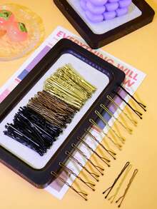 150pcs Colorful Flat Hair Clips, Assorted Colors For Mixing And Matching, Suitable For Daily Use And Styling, Compact And Convenient For Storage - Brown - View 5