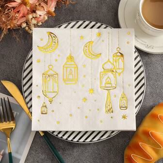 20/40/60 st. Ramadan-tema engångsservetter av papper - perfekta för Ramadan-fester och festliga bordsdekorationer, utmärkta för kök och matsal, Ramadan-dekorationer, festplanering, enkla och praktiska mångsidiga, festservetter