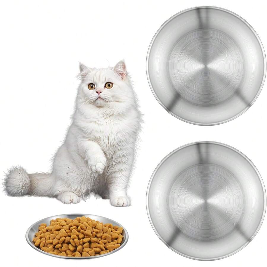1个宠物猫狗碗,宠物喂食器,浅口设计,适合猫咪胡须,适用于猫咪和幼犬的食物和水碗 - 均碼 - 查看 1