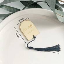 10/30/50张个性化亚克力婚礼席位卡，带流苏，简约拱形镜面亚克力宾客姓名牌，奢华餐桌装饰 - 多色2 - 查看 2