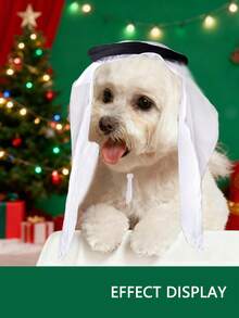 1 chiếc mũ Giáng sinh kiểu Ả Rập cho thú cưng, phù hợp cho mèo và chó nhỏ - Khăn trùm đầu truyền thống Trung Đông cho thú cưng, phụ kiện trang phục ngộ nghĩnh cho ngày lễ (Màu trắng cổ điển) (Họa tiết kẻ caro) - Nhiều màu - Xem 3