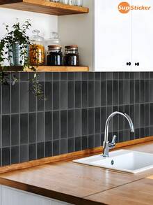 SUPSTICKER 9.05x11.41英寸，简约几何图案仿瓷砖墙贴，12片PVC自粘墙贴，易撕易贴，防水、防油、防污且易于清洁，适用于厨房、浴室、盥洗台防溅板、家具表面和家居装饰。 - 彩色 - 查看 2