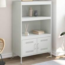 vidaXL Buffet alto branco 68x39x113 cm cinza - Branco - Ver 2