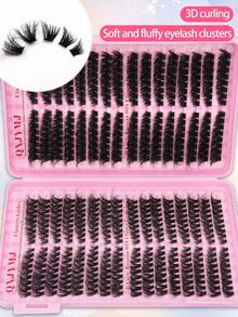 540pcs Independent Cluster False Eyelash Box 60D/100D  DCurl Mixed Lengths: 8-16mm Soft Fluffy Lash Clusters Large Capacity Dense Curling Reusable Eyelashes Suitable For DIY At Home Daily Use Eyelash Extension Tool Russian Curl - D - 查看 3
