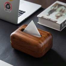 Scatola portafazzoletti in legno di noce vintage e creativa, di lusso e rimovibile, con venatura del legno di noce, adatta per auto, casa, soggiorno, ufficio, negozio, camera da letto, bagno e altre occasioni, un ottimo regalo - Multicolore - Visualizzare 3