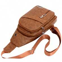 Men's Multi Layer Single Shoulder Bag Outdoor Leisure Crossbody Bag Chest Bag Black Brown Khaki - 卡其色 - 查看 8