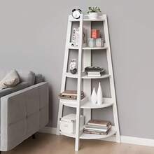 Senmeo 1PC 5-Tier Nordic Corner Shelf - Space-Saving Vertical Storage Cabinet With Shelves & Drawers, Modern Plastic Organizer - 白色 - 查看 2