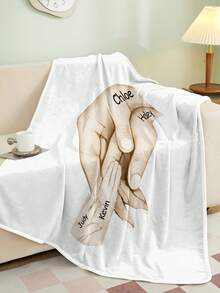 1 pieza Manta personalizada, se pueden imprimir de 2 a 5 huellas manuales y nombre personalizado, suave y cómoda, decorada con un patrón floral personalizado, texto personalizable, ideal para aniversarios. Esta manta personalizada única es adecuada para la oficina, el dormitorio, el sofá y los viajes, un regalo pensativo para mamá, abuela, esposa, novia, un regalo personalizado perfecto para el Día de la Madre, el Día del Padre, San Valentín, aniversario, cumpleaños, Navidad, Acción de Gracias, boda, graduación y inauguración de la casa. - Estilo 5 - Ver 10