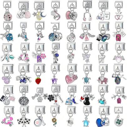 Italian Module Creative DIY Steel Base Jewelry Silver Pendant Handmade Craft Bracelet Accessories Bangle