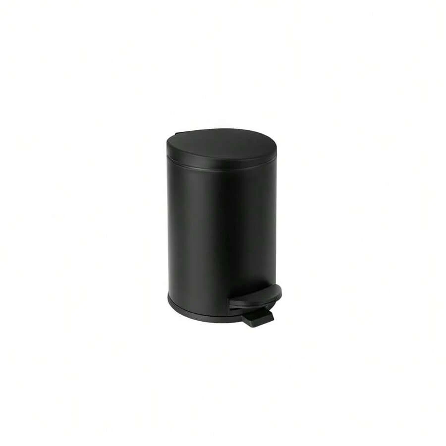 1.2 Gallon Small Black Trash Can, 4.5 Liters Bathroom Garbage Can With Lid, Mini Step Trash Bin, Stainless Steel Wastebasket For Bathroom, Bedroom, Office (Matte Black),MatteBlack - 霧面黑色 - 查看 1