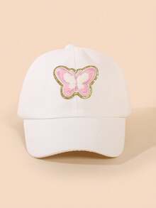 1pc Kids Butterfly Patch Baseball Cap, Summer Sports Ponytail Cap - 1PC - View 10