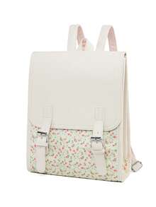 大容量多隔层花卉图案背包，时尚学院风，适合学生上学使用 - 彩色 - 查看 8