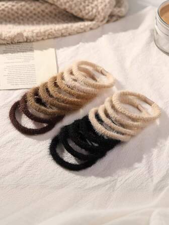 15 st. söta hårsnoddar för flickor, flerfärgade, håraccessoarer med hög elasticitet, lämpliga för daglig användning på hösten/vintern