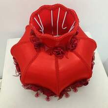 Elegant & Dreamy Large Red Princess Lamp Shade, Romantic Rose Shaped Lace Lamp Shade With Beaded Tassel Design (Lamp Shade Only) - Bright Red Lampshade - View 3