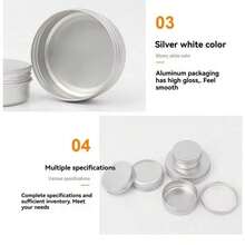 24/12 pièces Boîtes métalliques rondes en aluminium avec couvercles à vis, capacité 10 ml/30 ml/50 ml/60 ml, rechargeables, boîtes métalliques, boîtes en aluminium, bocaux de rangement pour bougies en métal, convient pour l'artisanat, les bonbons, les cosmétiques, le baume à lèvres, les bougies, le DIY et plus encore - Argent - Voir 6