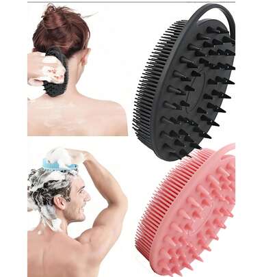 二合一硅胶身体去角质刷，男女通用，丝瓜络替代品，柔软硅胶材质，适合敏感肌肤，可用于背部、淋浴间及其他部位，硅胶去角质清洁刷，硅胶洗发沐浴刷，成人双面摩擦淋浴刷，按摩淋浴刷，浴室清洁工具