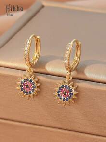 Hihho Hoa tai thả hình hoa hướng dương Cubic Zirconia Valentine, Mẹ, Mẹ, Ngày của Mẹ, Quà tặng - Nhiều màu - Xem 8