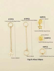 30 Stücke sternförmige geometrische Muster geflochtene Haarspangen. Geeignet zum Tragen bei Festivals und Partyfeierlichkeiten., Haarklammern, Haarspangen, Haarspangen, Kopfschmuck, Haaraccessoires für Frauen - Verschiedenfarbig - Übersicht 2