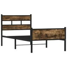 vidaXL Cadre de lit sans matelas chêne fumé 100x200 cm bois ingénierie - Castano - Visualizzare 3