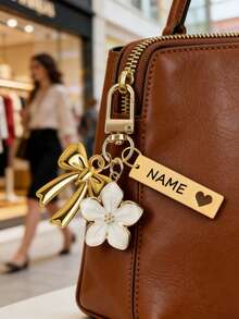 Personalized Cherry Blossom Metal Keychain | Personalized Stainless Steel Name Keychain - Suitable For Decorating Wallets, Ladies' Bags, Car Keys, It Is The Perfect Gift For Friends, Family, And Loved Ones, And Is Also An Ideal Choice For Ladies' Keychains, Daily Necessities, Holiday Gifts, Birthday Gifts, Valentine's Day Gifts, And Autumn/Winter Gifts. ,Travel Organizer - Multicolor - View 2