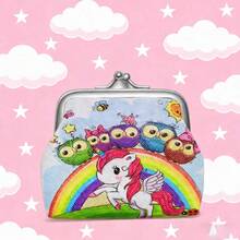 Monedero de moda de dibujos animados de PVC con estampado de pequeño caballo, monedero unisex para mujer, billetera mini, monedero, billetera pequeña, monedero de monedas, artículos lindos y kawaii, billetera de estilo fairycore - Multicolor - Ver 1