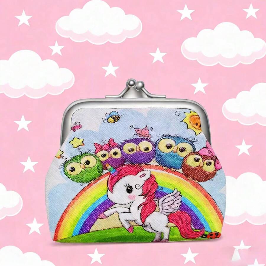 Monedero de moda de dibujos animados de PVC con estampado de pequeño caballo, monedero unisex para mujer, billetera mini, monedero, billetera pequeña, monedero de monedas, artículos lindos y kawaii, billetera de estilo fairycore - Multicolor - Ver 1