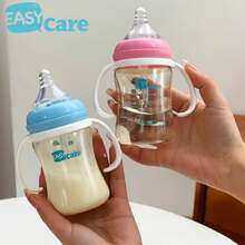 2PCS EASYCARE PPSU Baby Sippy Cup With Straw, Wide Neck Infant Feeding Bottle 6.3oz/180ml, Anti-Drop Training Cup For 6-12M, Easy Hold, Holiday & Baby Shower Gift - 藍色 - 查看 4