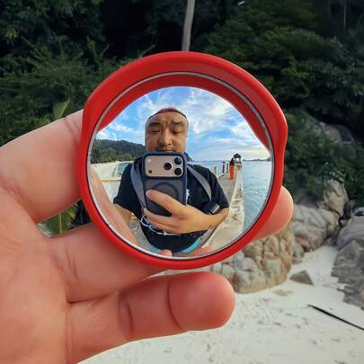 Portable Wide-Angle Selfie Mirror |   Round Travel Mirror, Mobile Phone Airbag Bracket, Photography Accessories, Suitable For Vlog, Content Creation And Social Media Check-In