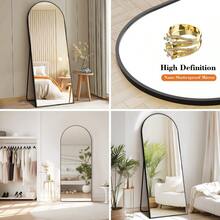 Gianna 65x24 Arched High - Quality Full Length Mirror, Aluminum Alloy Frame Ensures Stability, Standing Design Bedroom, Black - 預設 - 查看 2