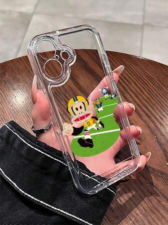  官方授权 Paul Frank 透明太空主题手机壳，全包防震摄像头保护，饰有猴子、足球猴、熊、运动员图案，全新设计，适用于 13/14/15/16/17 Pro Max