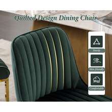 chairus Wahson 2PCS Sillas Comedor Terciopelo Patas Doradas Cojín Grueso - Verde Oscuro - Ver 4