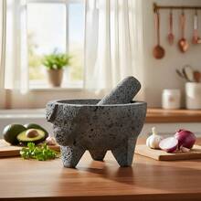 TendenciaMolcajete Piedra Volcánica Artesanal 20cm Diámetro Gris OscuroCalidad premium - Gris Oscuro - Ver 6