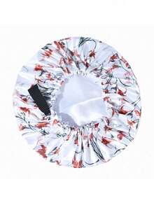 1/3pcs Adjustable Waterproof Shower Cap, Soft Satin Lining, Printed Loose Fit Bath Hat For Women - Multicolor - View 6