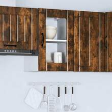 vidaXL Armadio murale da cucina con porte in vetro Lucca chêne fumo - Castano - Visualizzare 4