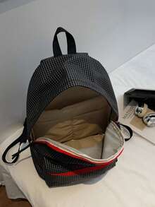 韩版极简黑色格纹背包 - 轻便尼龙材质，防水，可装15英寸笔记本电脑，适合通勤/上学 - 彩色 - 查看 9