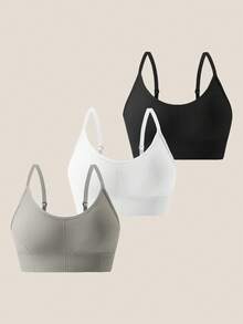 3pcs/Set Seamless Breathable & High Elasticity Bra Underwear, Lingerie