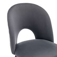 Dining Chair (2 Pcs), Upholstered Designer Chair With Backrest, Velvet Seat, Metal Frame, Adjustable Feet, Diamond Pattern On The Back, Grey - 灰色 - 查看 7