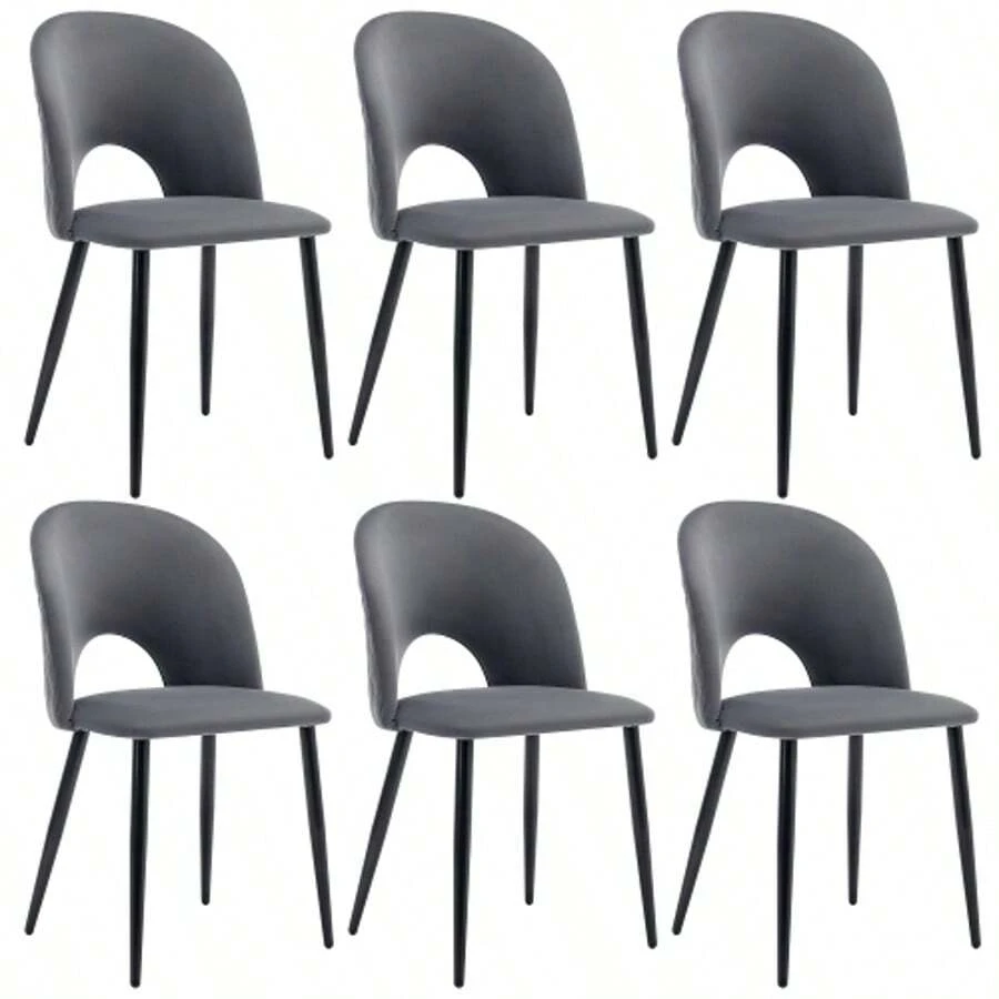 Dining Chair (2 Pcs), Upholstered Designer Chair With Backrest, Velvet Seat, Metal Frame, Adjustable Feet, Diamond Pattern On The Back, Grey - 灰色2 - 查看 1
