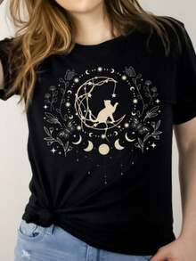 Mystical Cat Shirt Whimsigoth Shirt Mystical Shirt Celestial Shirt Whimsigoth Clothing Whimsigoth Fa - màu đen - Xem 1